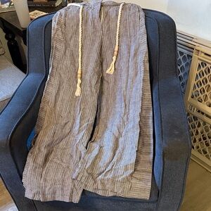 Anthropologie Striped Wide Leg Pants - Black and White